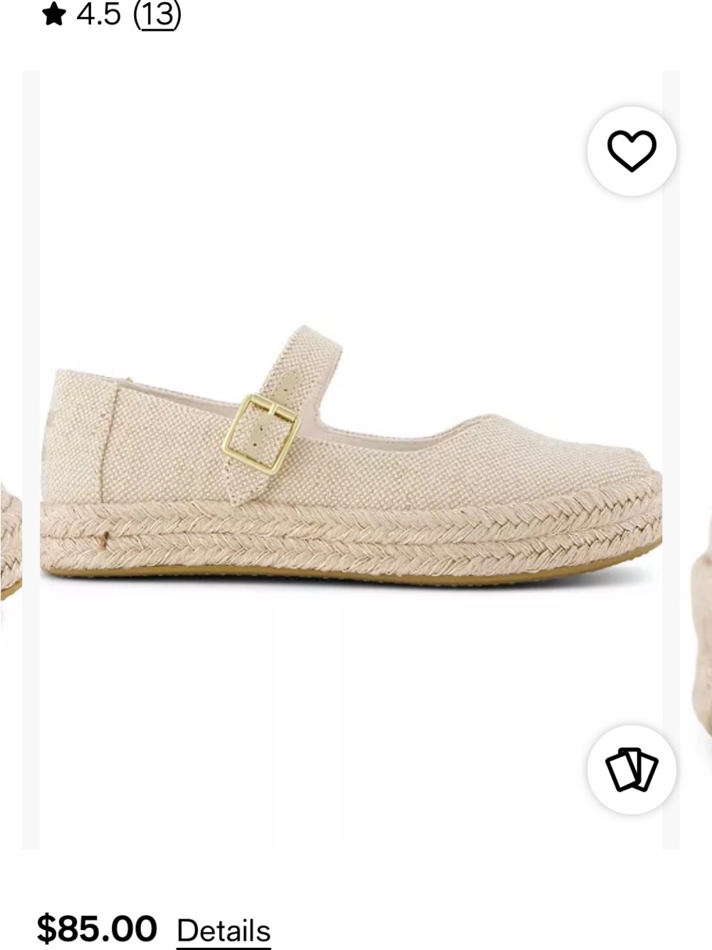 Toms Natural Beige Mary Jane Espadrilles